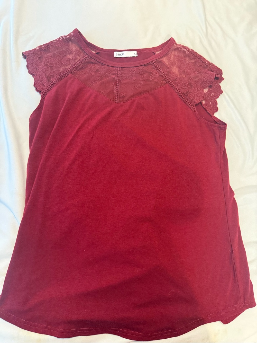 Mossimo Supply Co. Lace Yoke Sleeveless Tank in Deep Wine Red